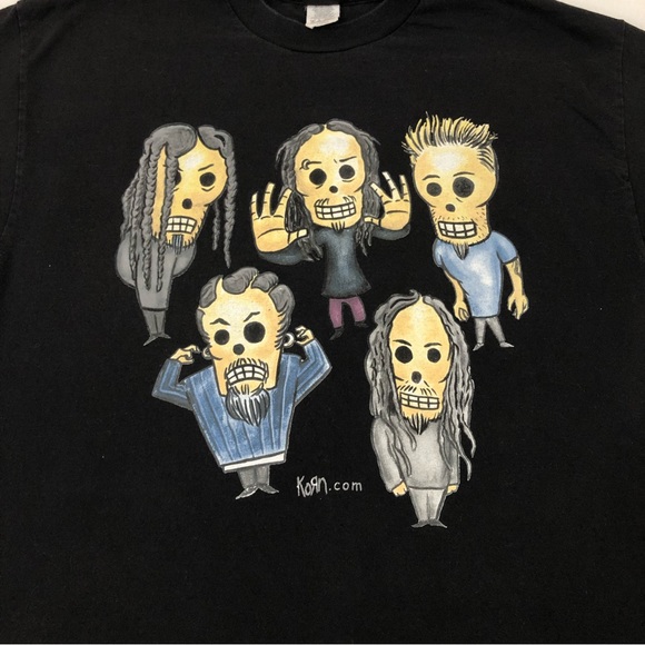 Vintage 2000 EL DIA DE LOS KORN Fathead Characters Black Giant Tee Shirt Mens XL - Picture 2 of 7